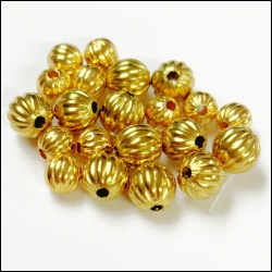 Hollow Fluted Beads: Gold (2 sizes)